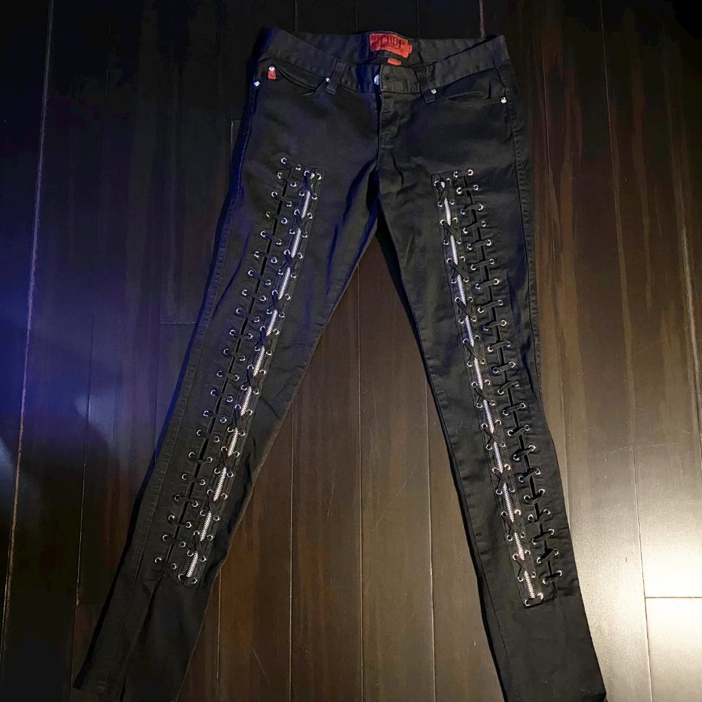 Tripp NYC Black Skinny Lace Jeans sz 7